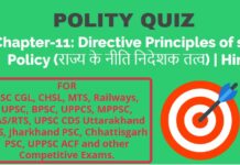 Polity Chapter-11: Online GK Quiz On Directive Principles Of State Policy (राज्य के नीति-निदेशक तत्व) in Hindi For Competitive Exams Directive Principles of state Policy Quiz Hindi