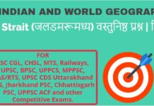 Previous Years MCQ On Strait |जलडमरूमध्य MCQ in Hindi Previous Years MCQ On Strait in Hindi