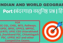 Previous Years MCQ On Port | बंदरगाह MCQ in Hindi Previous Years MCQ On Port (बंदरगाह) in Hindi