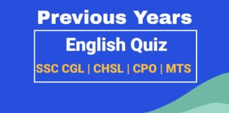 English Quiz For SSC CGL | CHSL | CPO | MTS Previous Years English Quiz for SSC CGL CHSL, MTS