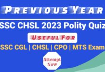 Previous Year SSC CHSL 2023 Polity Quiz with Answer in Hindi Previous Year SSC CHSL 2023 Polity Quiz Hindi