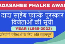 Dadasaheb Phalke Award (दादा साहेब फाल्के पुरस्कार) Winners List (1969-2023) Dada saheb Phalke Award Hindi